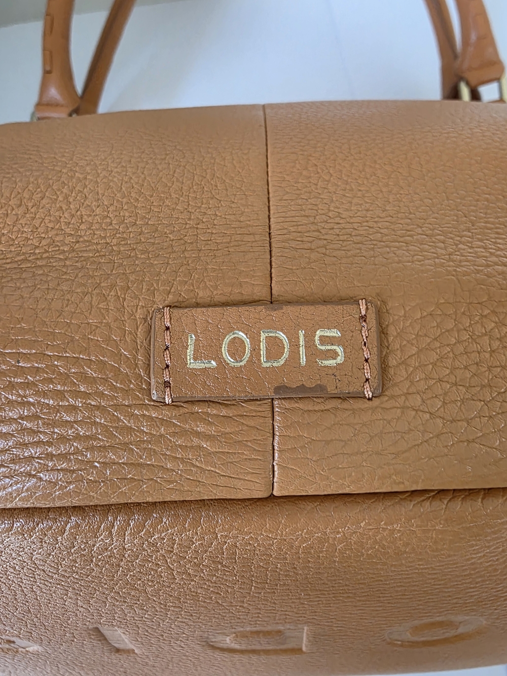 Lodis Texas Leather Sutton Tote Nectarine Woven Stitch Shoulder Bag - Picture 9 of 12